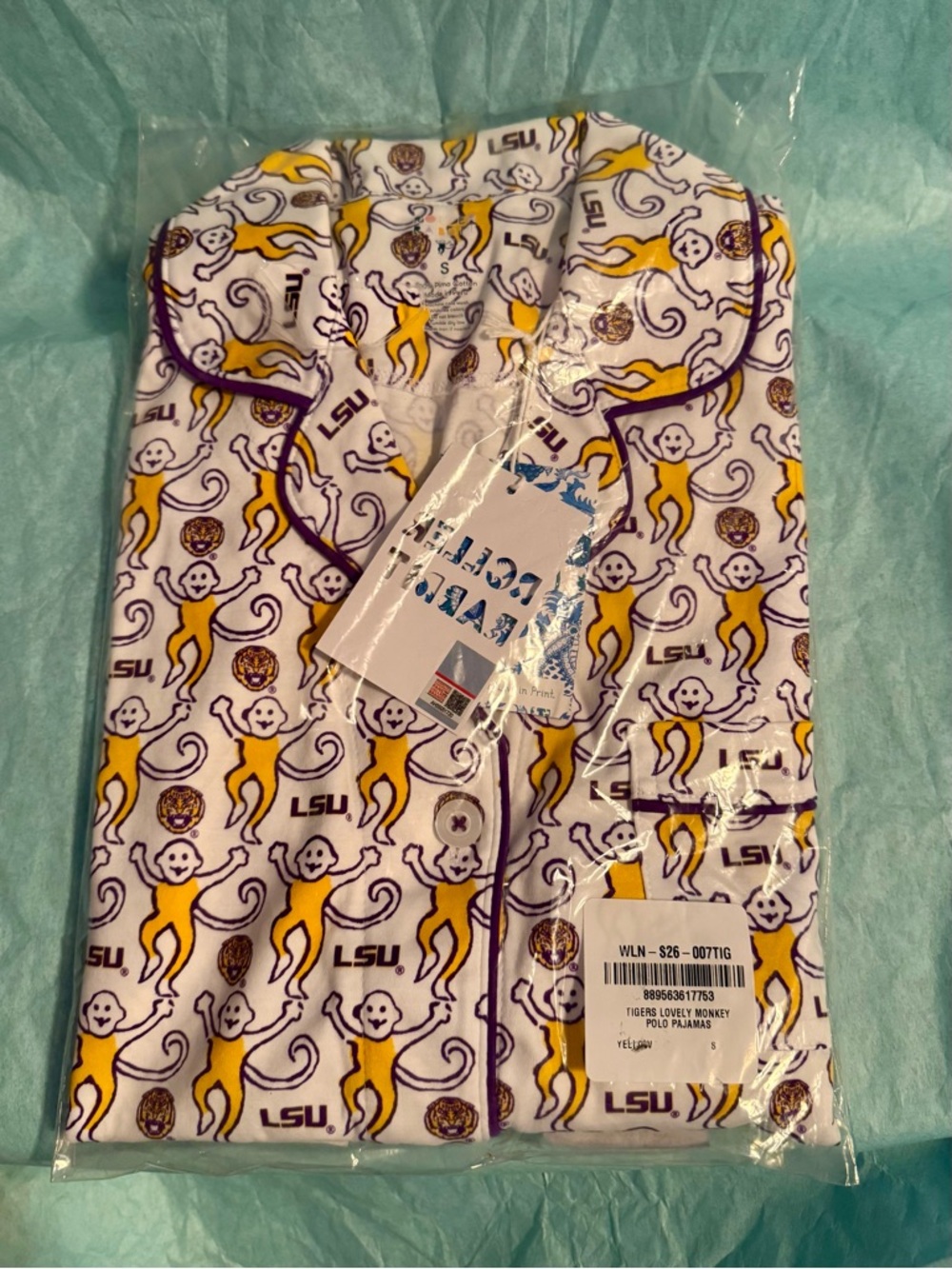 Roller Rabbit LSU Campus Pop-up Short Polo Pajama Set - Size Small